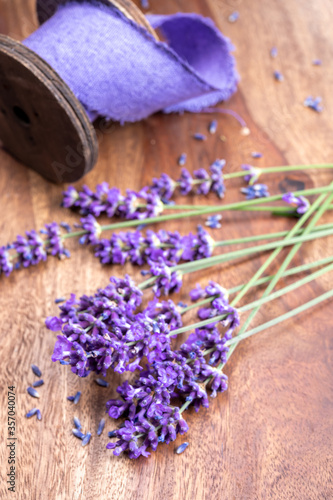 Bunch of fresh, purple aromatic lavender flowers in gift shop in Provence, France