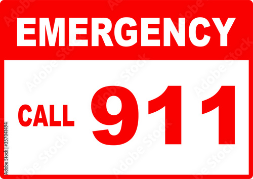 Emergency call 911 police sign