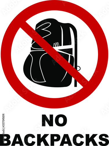 No backpacks allowed on property sign
