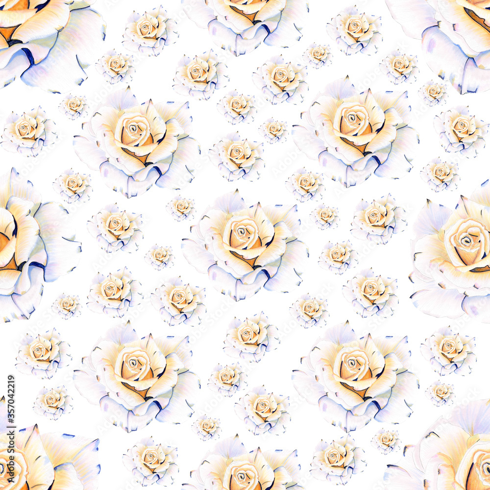 Fototapeta premium Seamless pattern with beautiful flowers for fabric, print, scrapbooking, bed linen, print for wallpaper.