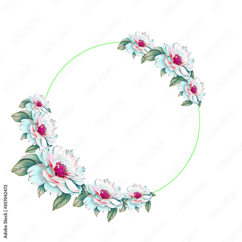 Round frame decorated with beautiful flowers, frame for invitations, wedding invitations, birthday. Round frame decorated with beautiful flowers, frame for invitations, wedding invitations, birthday.