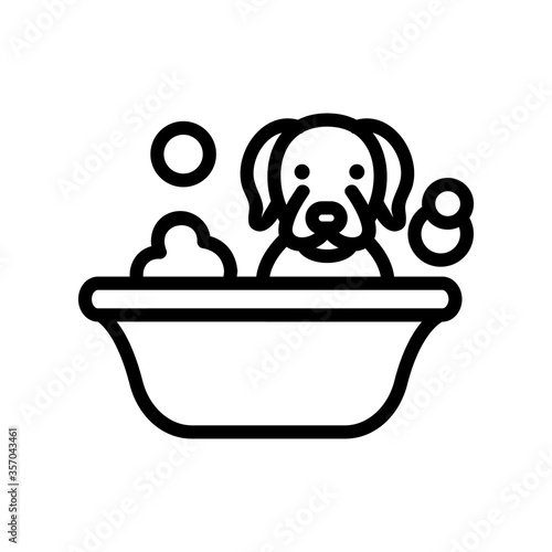 dog washing in bathtub icon vector. dog washing in bathtub sign. isolated contour symbol illustration