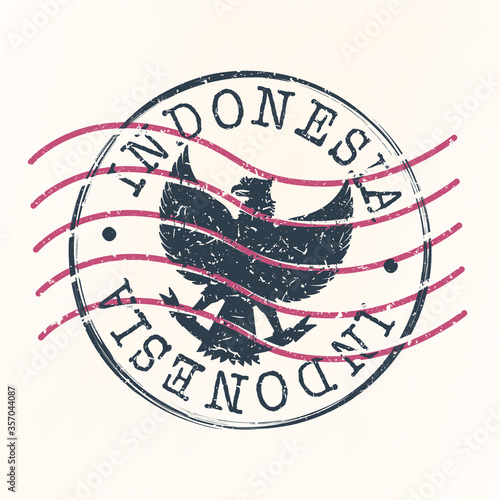 Indonesia Stamp Postal. Silhouette Seal. Passport Round Design. Vector Icon. Design Retro Travel. National Symbol.