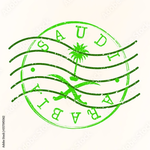 Saudi Arabia Stamp Postal. Silhouette Seal. Passport Round Design. Vector Icon. Design Retro Travel. National Symbol.