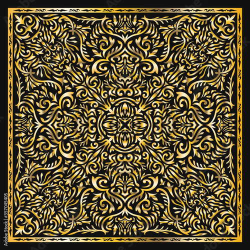 contemporary luxury golden baroque pattern on black