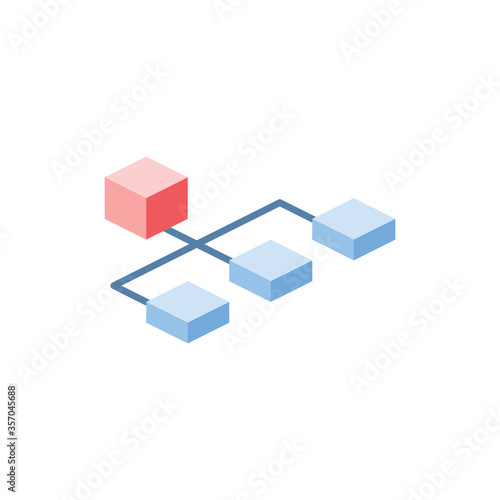 Flow chart. Vector 3d isometric, color web icon, new flat style. Creative illustration design, isolated graphic idea for infographics.