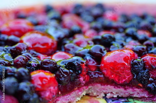 Colorful mixed berries fruit tart