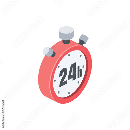 Twenty four hours clocks. Vector 3d isometric, color web icon, new flat style. Creative illustration design, isolated graphic idea for infographics.
