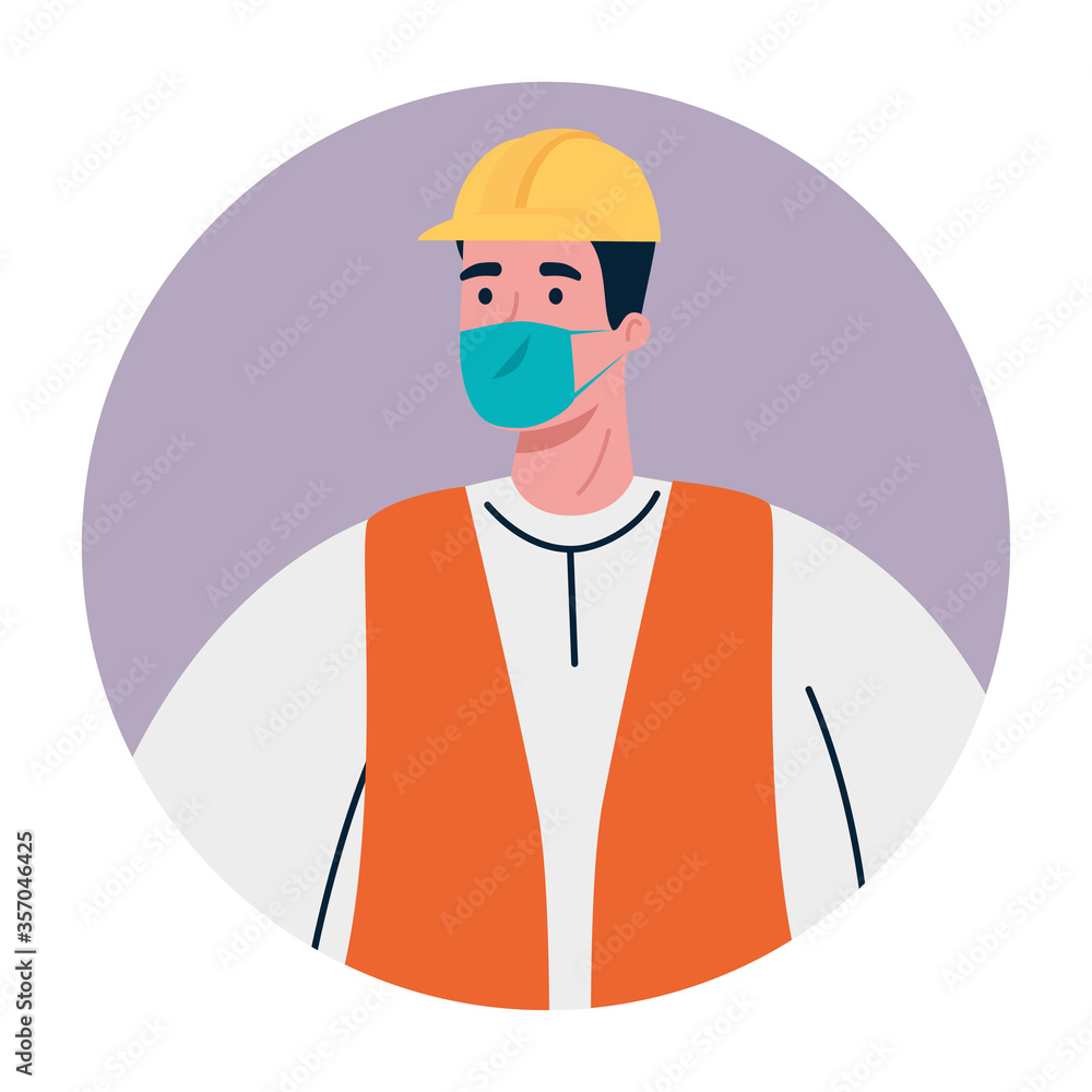 male constructer with mask design, Workers occupation and job theme Vector illustration