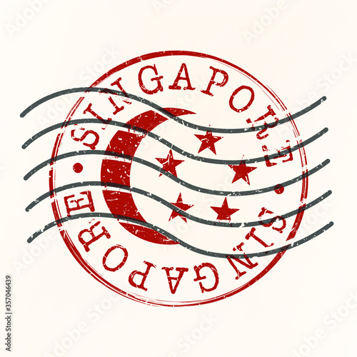 Singapore Stamp Postal. Silhouette Seal. Passport Round Design. Vector Icon. Design Retro Travel. National Symbol.