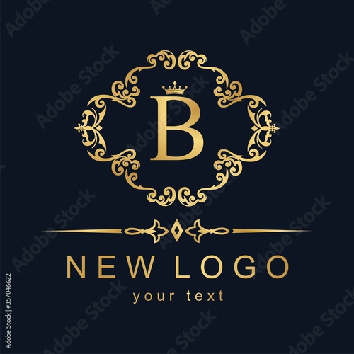 Beautiful calligraphic logo. Patterned letter with an ornament.