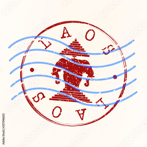 Laos Stamp Postal. Silhouette Seal. Passport Round Design. Vector Icon. Design Retro Travel. National Symbol.