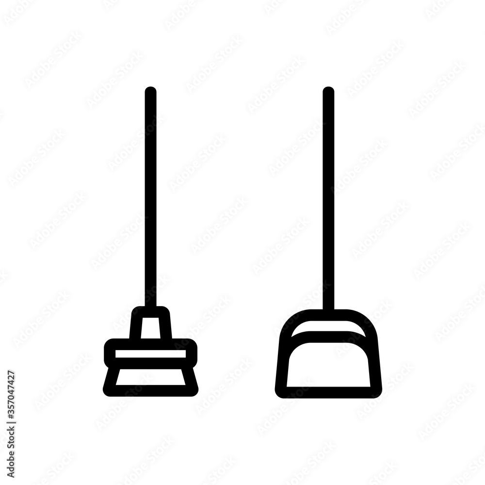 dustpan and broom icon vector. dustpan and broom sign. isolated contour symbol illustration dustpan and broom icon vector. dustpan and broom sign. isolated contour symbol illustration