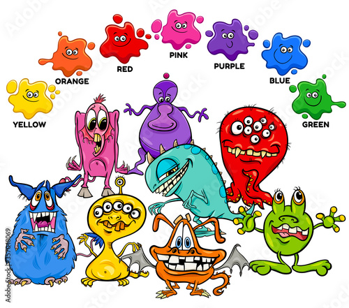 basic colors with monster characters group