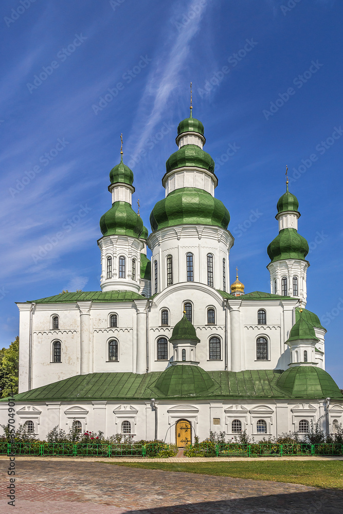 Dormition (Uspensky) Cathedral of Eletsky Women's monastery in Chernihiv. Chernihiv on Desna River - capital of Chernihiv region in Northern Ukraine, one of oldest cities of Kievan Rus (907).