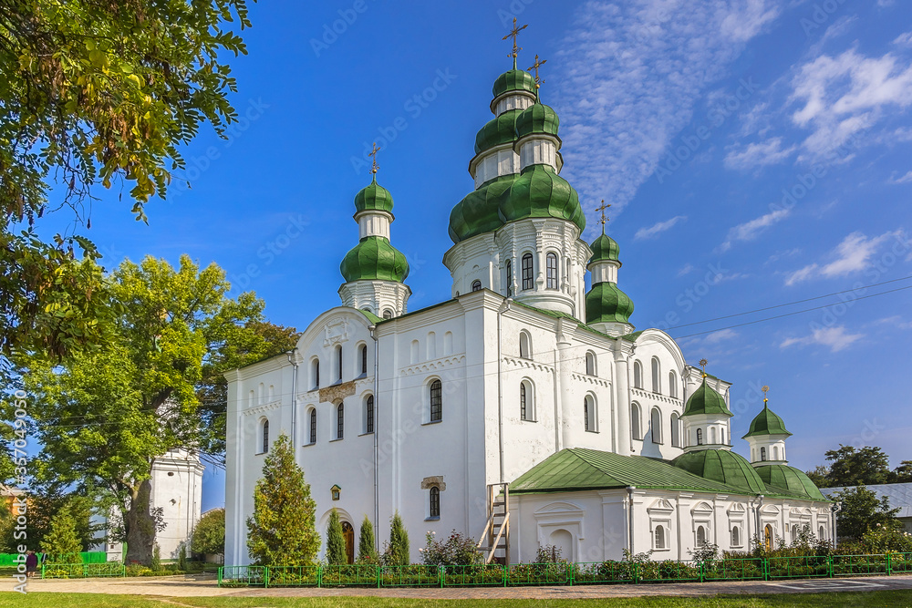 Dormition (Uspensky) Cathedral of Eletsky Women's monastery in Chernihiv. Chernihiv on Desna River - capital of Chernihiv region in Northern Ukraine, one of oldest cities of Kievan Rus (907).