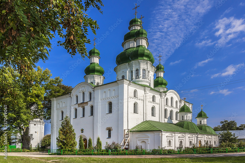 Dormition (Uspensky) Cathedral of Eletsky Women's monastery in Chernihiv. Chernihiv on Desna River - capital of Chernihiv region in Northern Ukraine, one of oldest cities of Kievan Rus (907).
