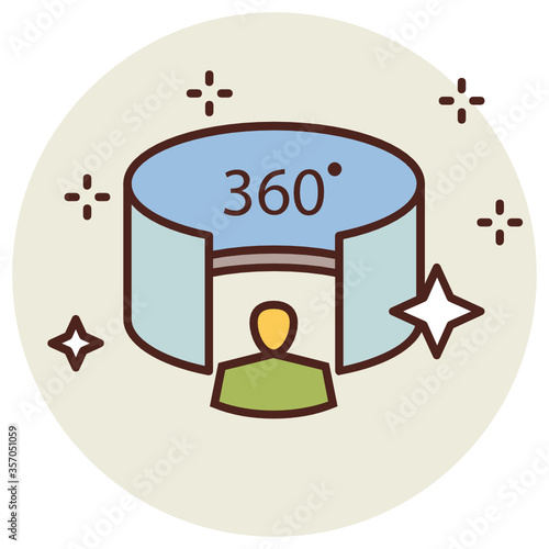 360 Degree Virtual Tour Vector Icon Design 