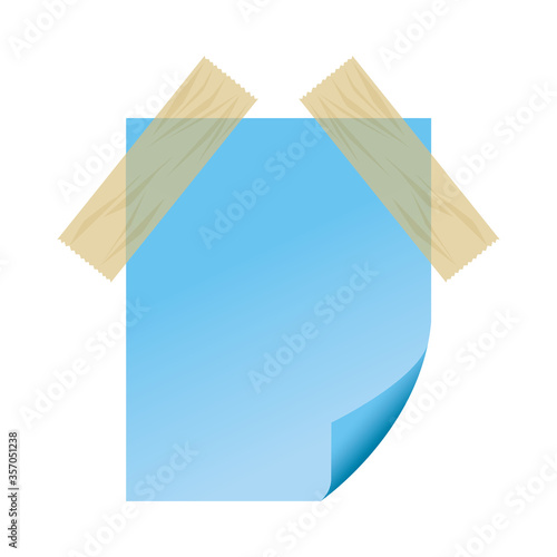 blue paper sheet note with tape