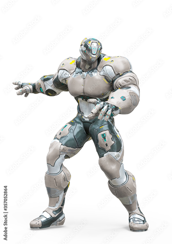 futuristic astronaut is ready for action in white background futuristic astronaut is ready for action in white background