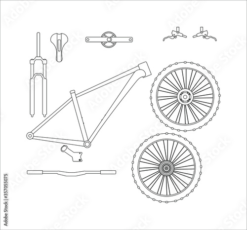 mountain bike parts. illustration for web and mobile design.
