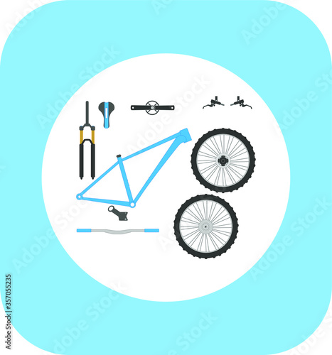 mountain bike parts. illustration for web and mobile design.