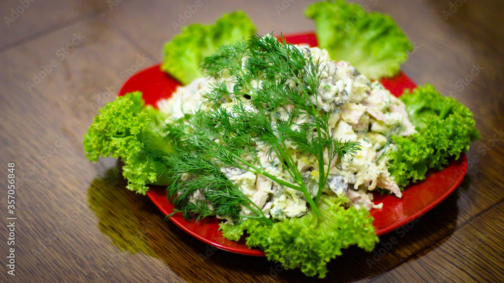 Cooked salad with ingredients Cooked salad with ingredients