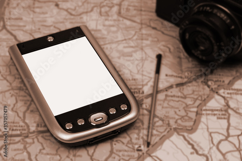 City map route navigation smartphone, itinerary destination, route phone