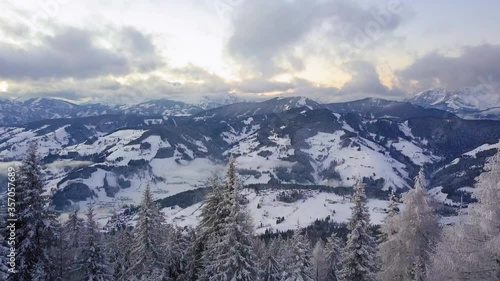 A view of the austrian alps from Wagrain in Salzburg Austria towards the Hochkönig