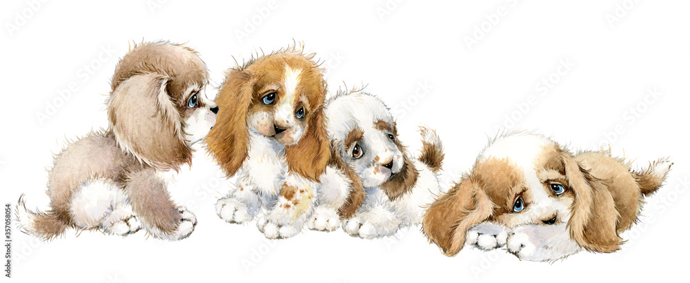 cute puppy watercolor illustration. cartoon dog.