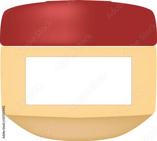 Vector envase crema con etiqueta en fondo blanco