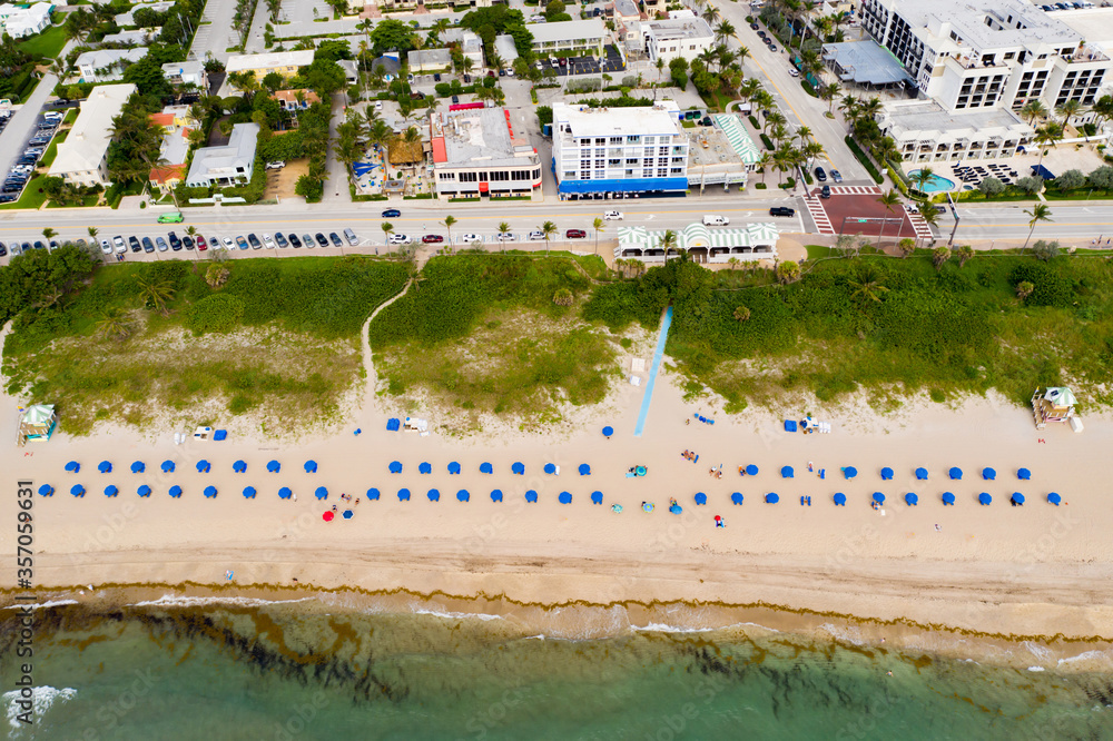 Aerial drone photo Delray Beach Florida reopening during Coronavirus Covid 19 pandemic