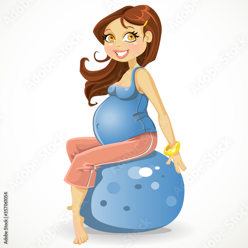 pregnant woman at blue gym ball
