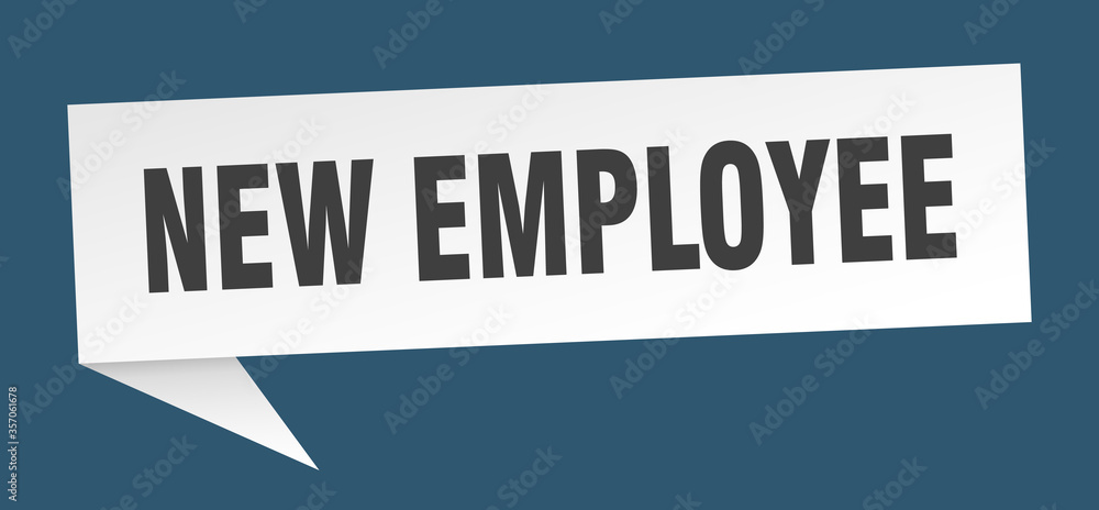 new employee banner. new employee speech bubble. new employee sign