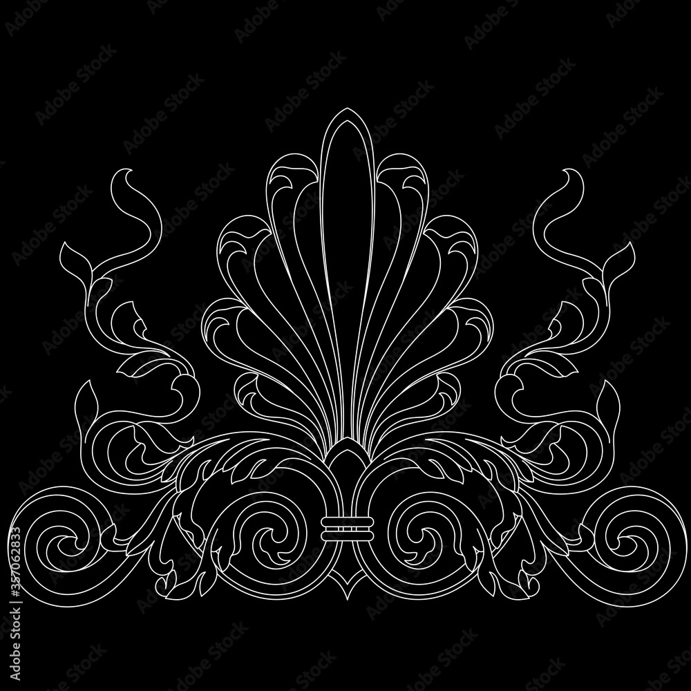 Vintage baroque ornament, corner. Retro pattern antique style acanthus. Decorative design element filigree calligraphy vector