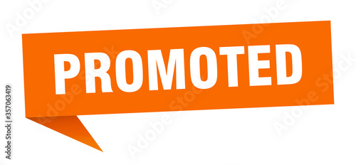 promoted banner. promoted speech bubble. promoted sign