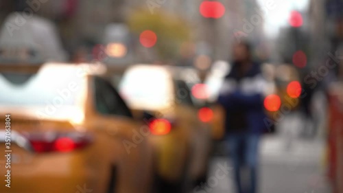 Wallpaper Mural Yellow Cab Taxi in traffic, out of focus traffic jam in New York City, Manhattan Torontodigital.ca