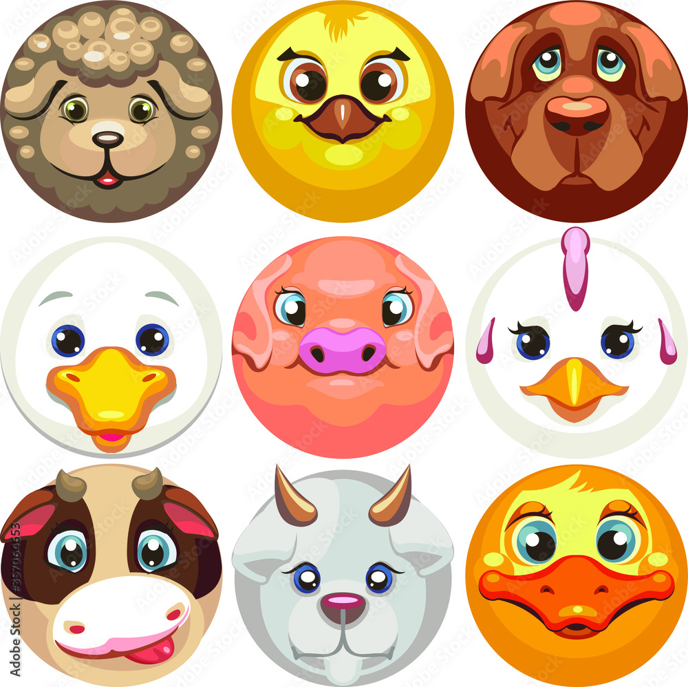 set of funny cartoon faces set of funny cartoon faces