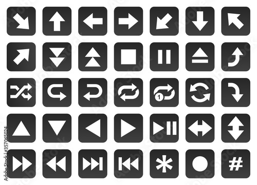  Play Button Icon , Start Buttons , Video Audio Player Navigate Symbol, Arrow Logo Isolated Variations. Vector Illustration.
