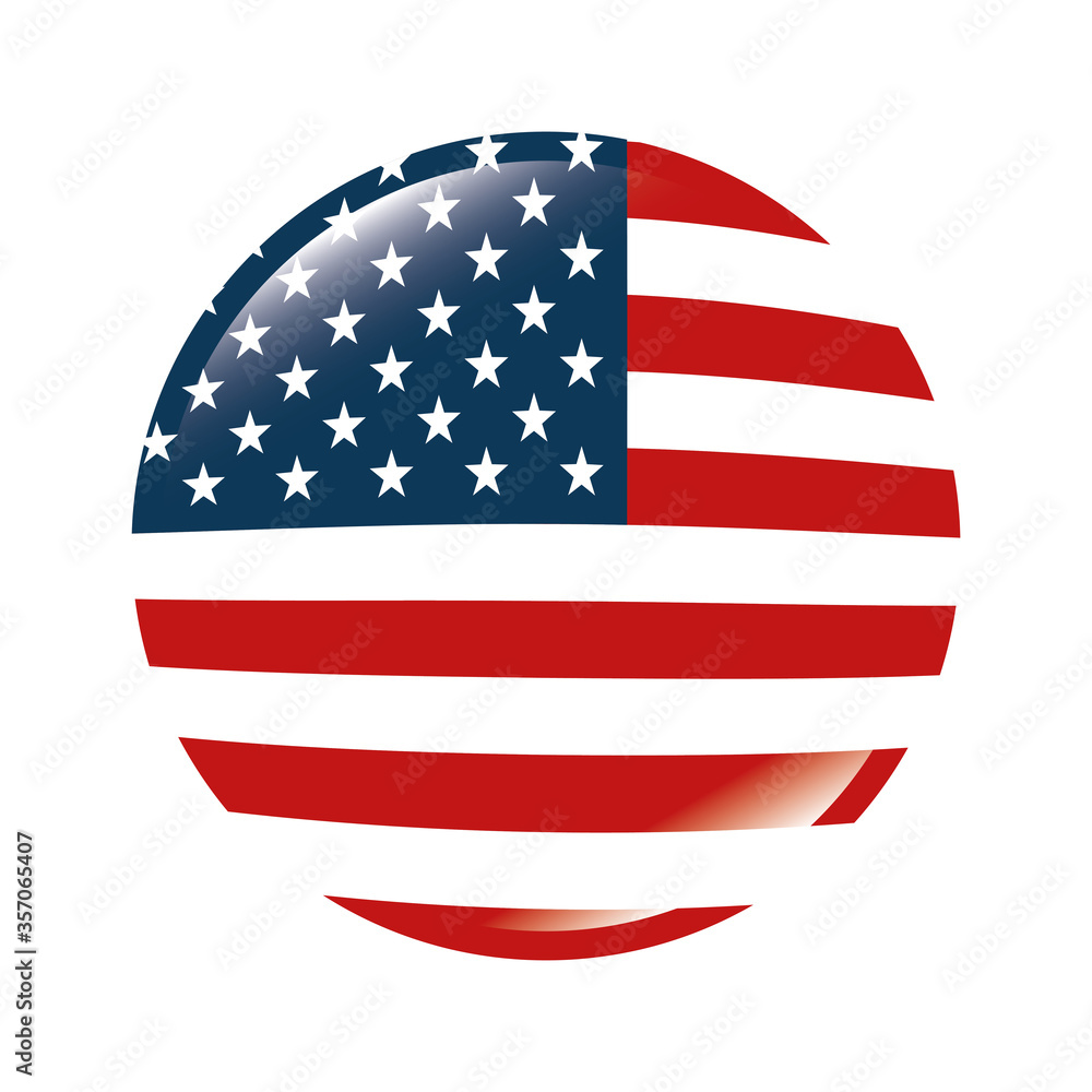 Usa flag button design, United states independence day and national theme Vector illustration