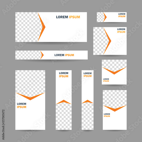 Modern abstract geometric website banner, all size template bundle set vector design