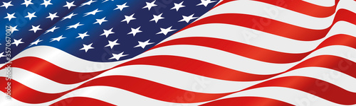 USA flag wavy long drawn landscape background banner photo