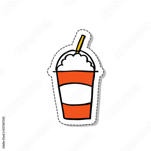 doodle icon, sticker. smoothie, milkshake. vector illustration