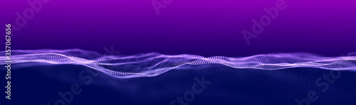 Futuristic wave. Abstract technology background. 3D visualization of big data. Analytical presentation.3D rendering.