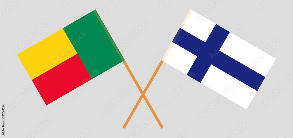 Crossed flags of Benin and Finland