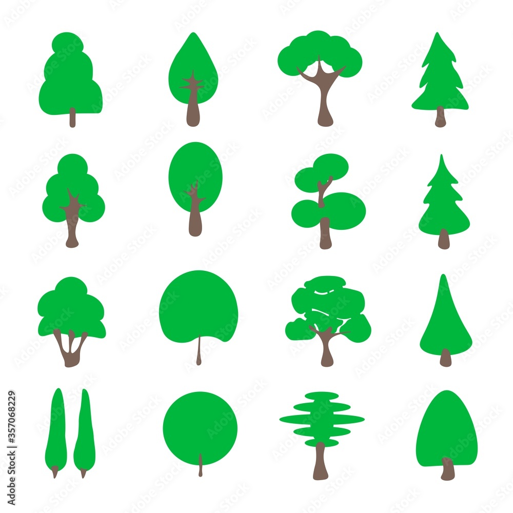 different green trees forest collection 