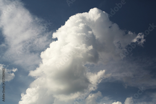 bright Cumulus clouds floating in the blue sky