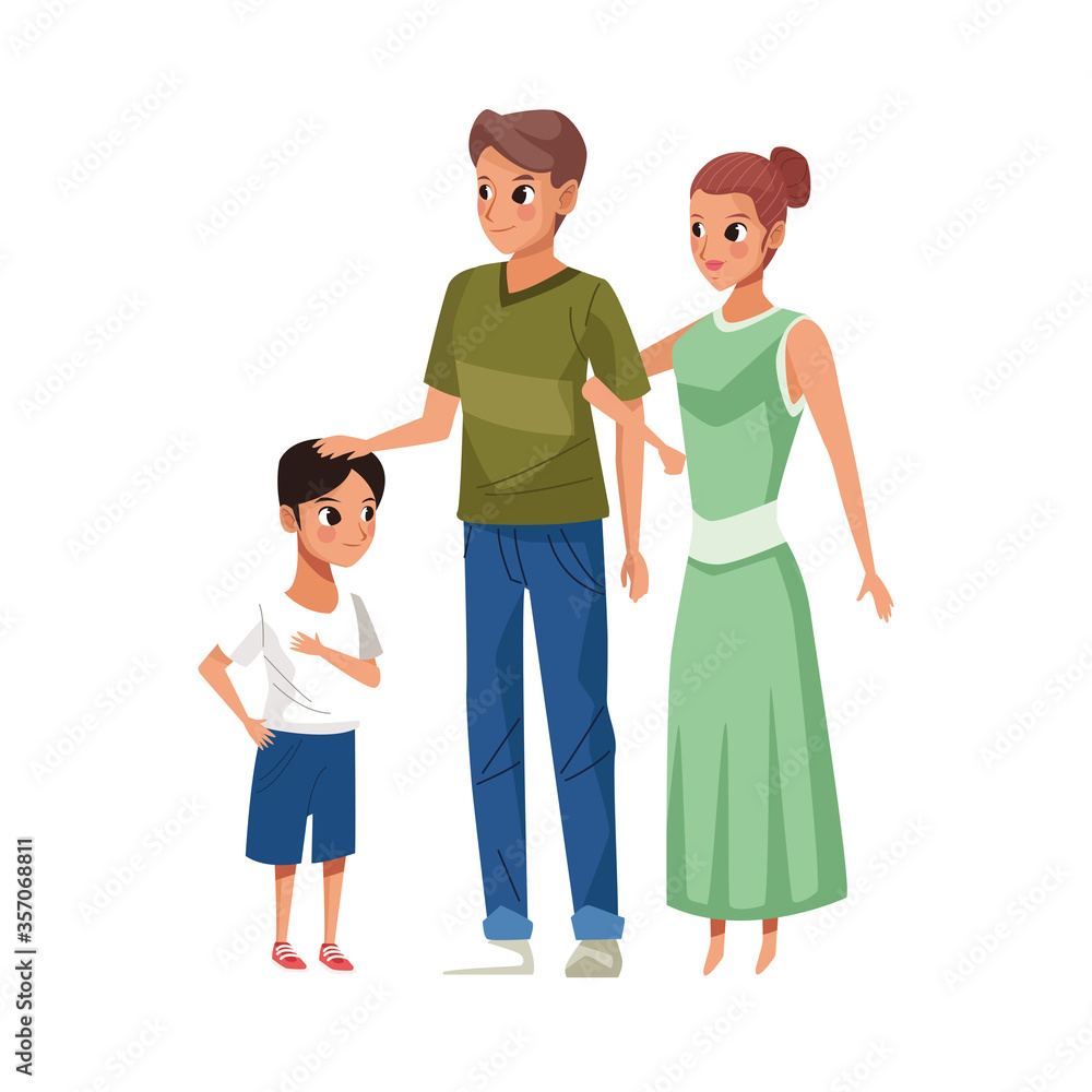 young parents with little son characters young parents with little son characters