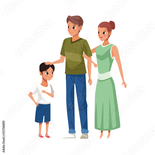 young parents with little son characters