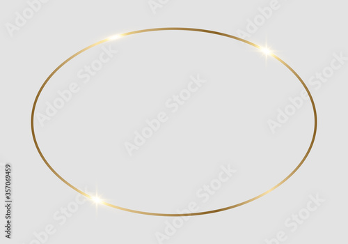 Golden shiny glowing frame isolated